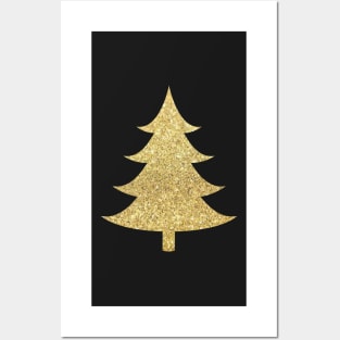 Minimalistic Gold Faux Glitter Christmas Tree Posters and Art